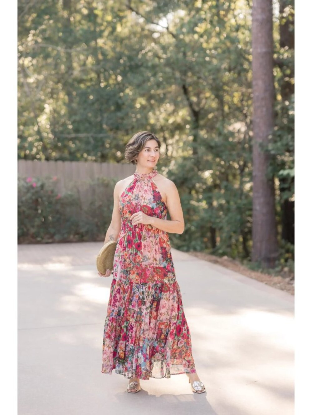 NWT by Anthropologie The Somerset Chiffon Maxi in Pink Floral Print Dress XL - Picture 9 of 10